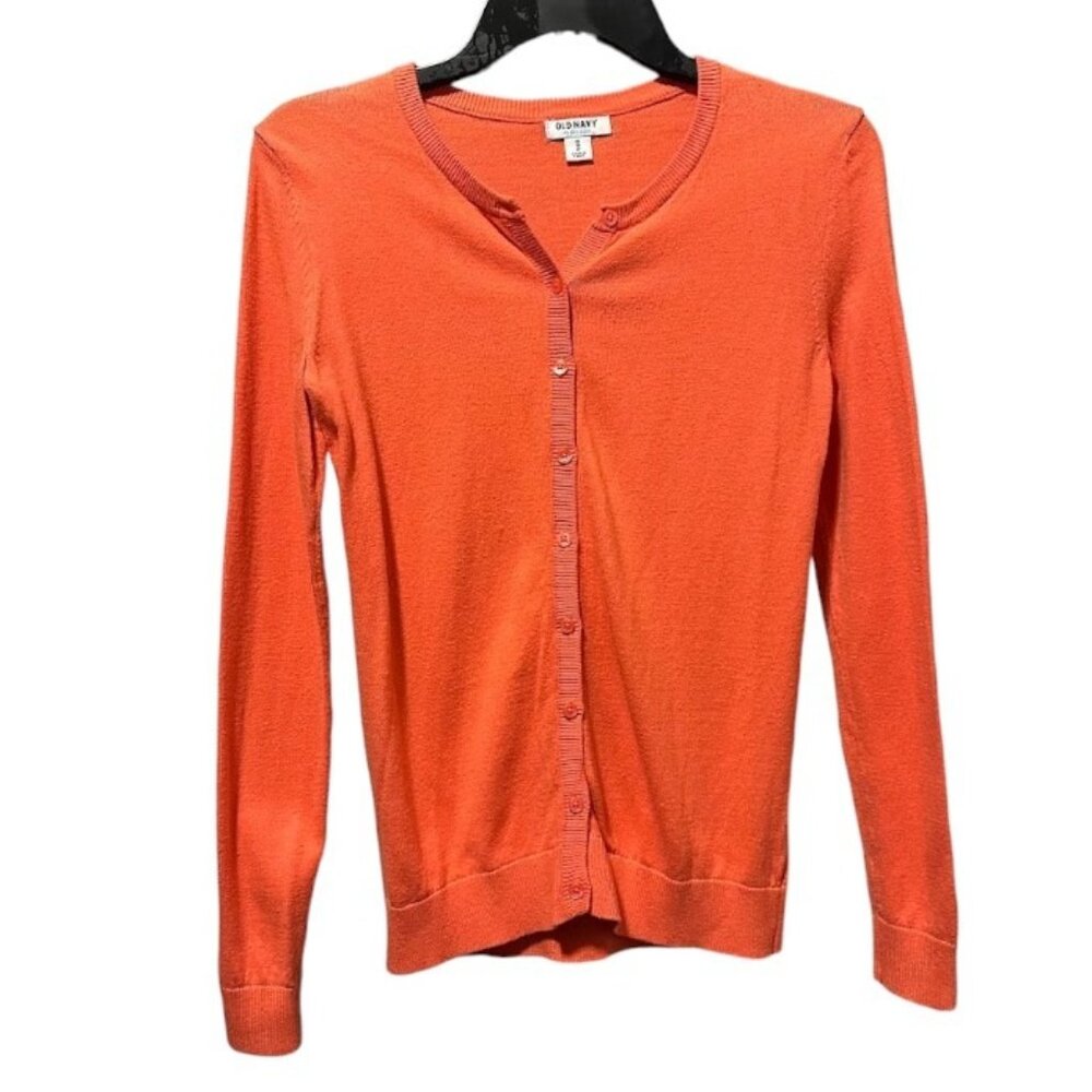 Old Navy Coral Orange Button up Sweater Cardigan Long Sleeve Layer Women's XS